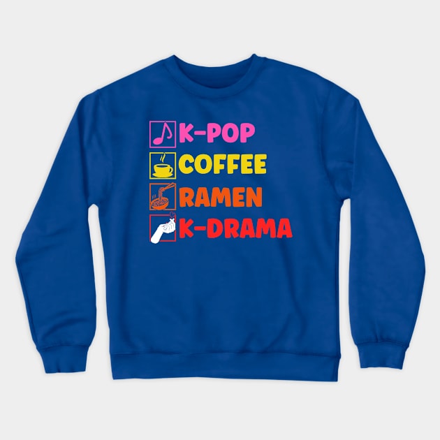 K-Pop Coffee Ramen K-Drama Japanese Crewneck Sweatshirt by Toeffishirts